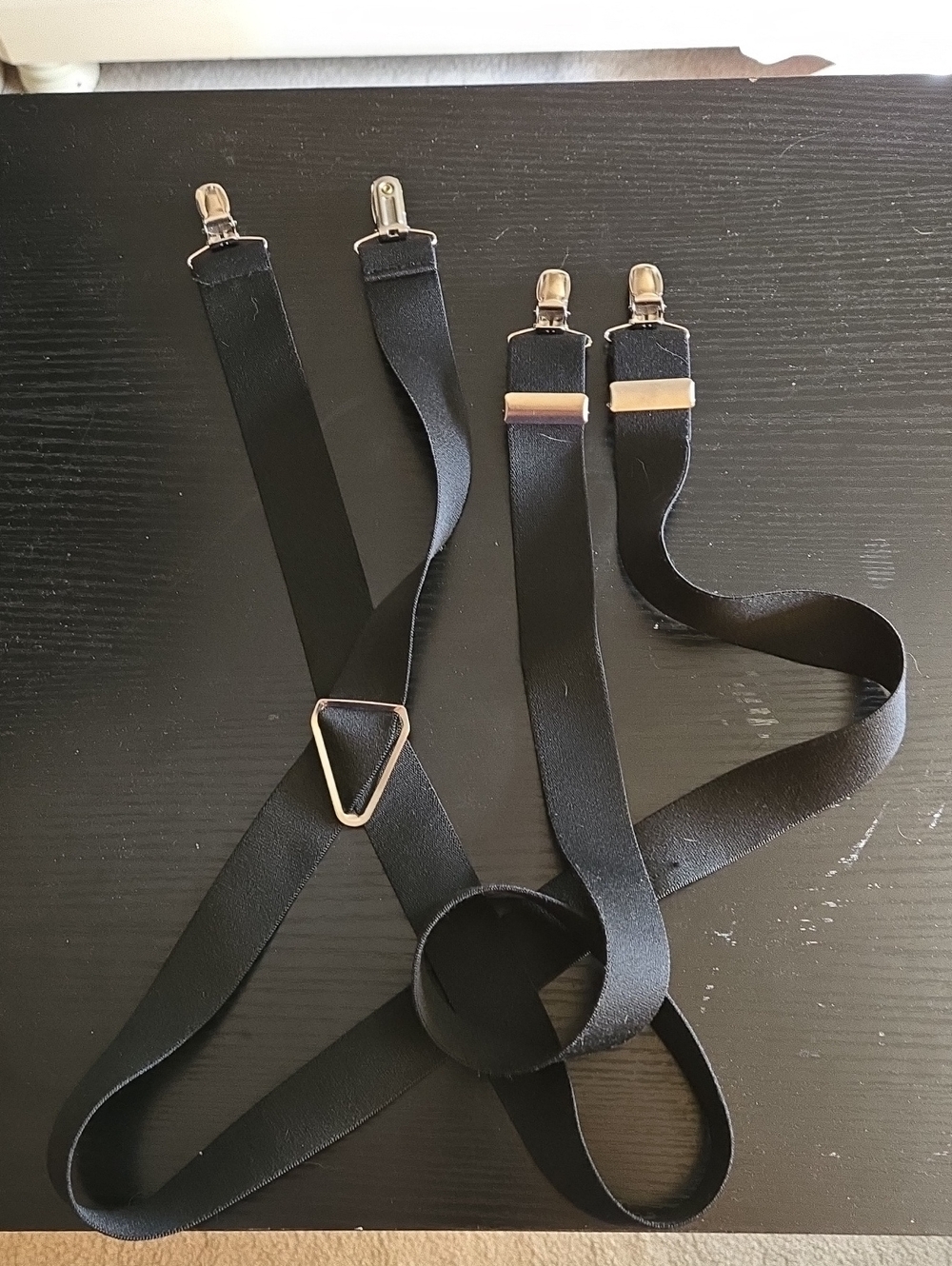 Source Unknown Black Men's Suspenders with Silver Hardware